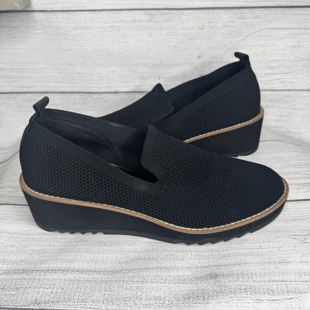Eileen‎ Fisher Platform Wedge Slip On Ergos Black Comfy Recycled Breathable 8